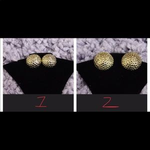 Two pair of gold ball earrings